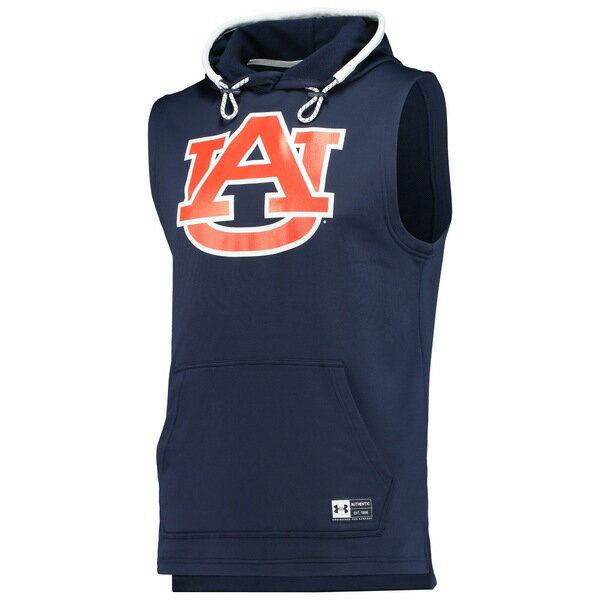 アンダーアーマー メンズ パーカー・スウェットシャツ アウター Auburn Tigers Under Armour Game Day Tech Sleeveless Hoodie Navy