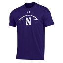 アンダーアーマー メンズ Tシャツ トップス Northwestern Wildcats Football Icon TShirt Purple