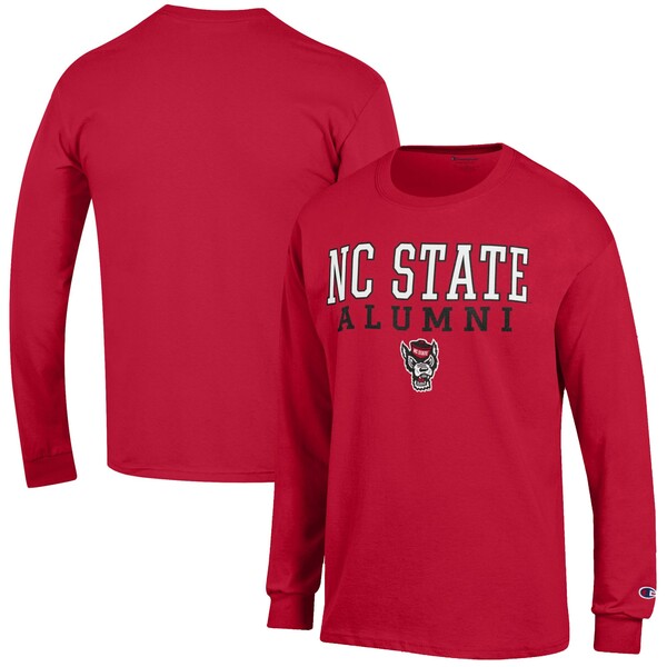 チャンピオン メンズ Tシャツ トップス NC State Wolfpack Champion Alumni Logo Stack Long Sleeve TShirt Red