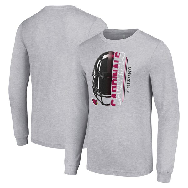 スターター メンズ Tシャツ トップス Arizona Cardinals Starter Half Helmet Logo Long Sleeve Heathered TShirt Heather Gray