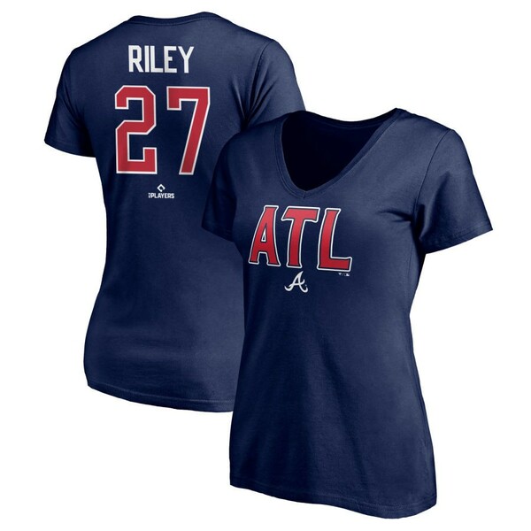 ファナティクス レディース Tシャツ トップス Atlanta Braves Fanatics Branded Women's Hometown Legend Personalized Name & Number VNeck TShirt Navy