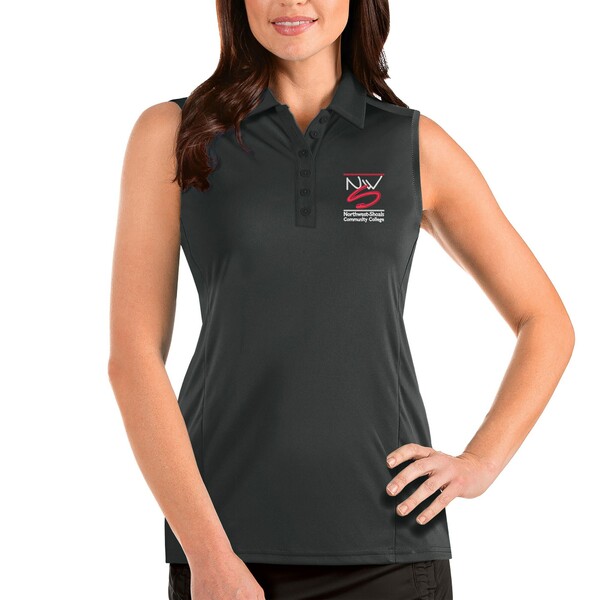 アンティグア レディース ポロシャツ トップス NorthwestShoals Community College Antigua Women's Sleeveless Tribute Polo Charcoal 1