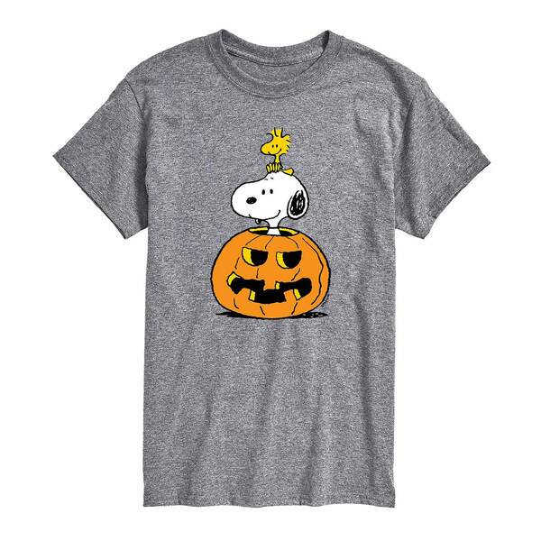 エアウェーブス メンズ シャツ トップス Men's Peanuts Snoopy Pumpkin T-shirt Gray