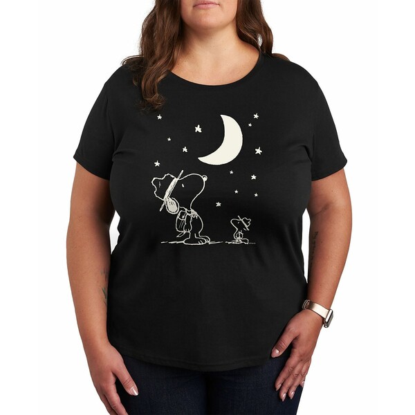 ハイブリッド アパレル レディース カットソー トップス Trendy Plus Size Peanuts Snoopy & Woodstock..