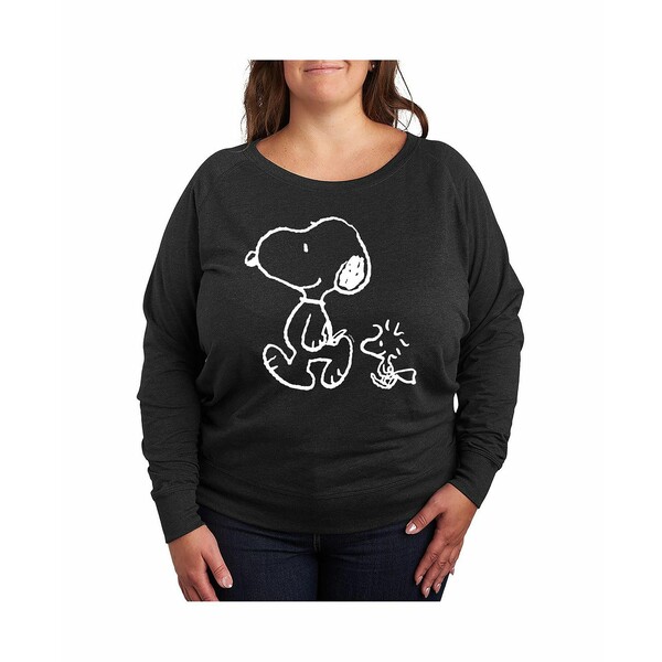 ハイブリッド アパレル レディース カットソー トップス Plus Size Peanuts Snoopy Graphic Pullover T..