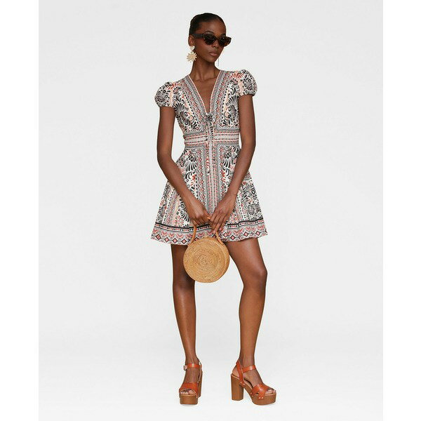アベックレフィレ レディース ワンピース トップス Women's Tie-Front Fit & Flare Dress Casablanca Tile