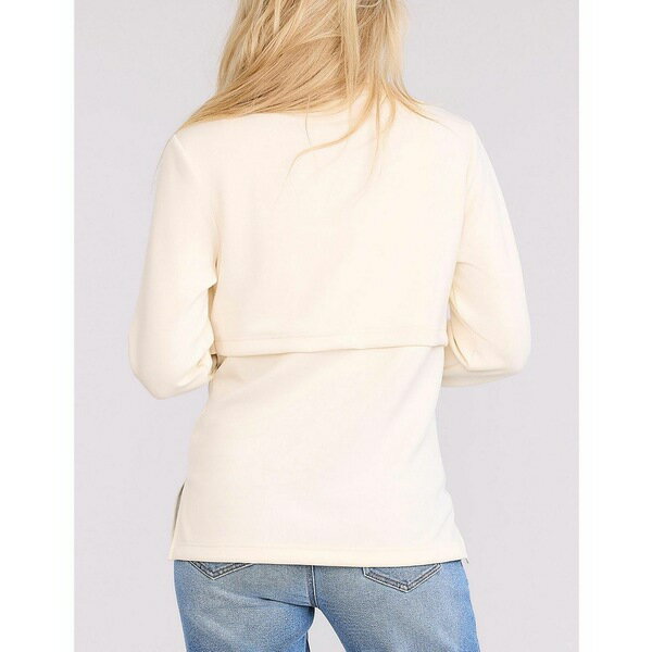 マザーフッドマタニティ レディース パーカー・スウェットシャツ アウター Women's Funnel Neck Pullover Nursing Sweatshirt - Motherhood Maternity Antique white 2