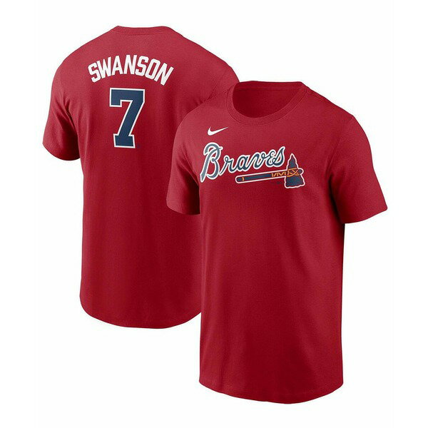 ナイキ メンズ Tシャツ トップス Men's Dansby Swanson Red Atlanta Braves Name Number T-shirt Red