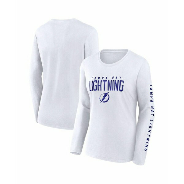 ファナティクス レディース Tシャツ トップス Women'sWhite Tampa Bay Lightning Long Sleeve T-Shirt White
