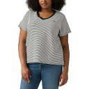 リーバイス レディース カットソー トップス Plus Size Perfect Cotton Striped Short-Sleeve Tee Black S...