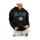 ゲームデイ レディース カットソー トップス Women's Black Miami Dolphins Catch the Vibe Studded Pullo...