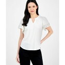 アンクライン レディース カットソー トップス Women's Harmony Keyhole-Neck Flutter-Sleeve Top Bright W...
