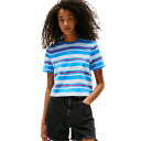 トミーヒルフィガー レディース カットソー トップス Women's Regular Fit Script Stripe Logo Tee Light Powd...