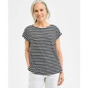 スタイルアンドコー レディース カットソー トップス Women's Printed Mixed-Media Short-Sleeve Top, Exclusi...