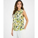 カスパー レディース カットソー トップス Women's Printed Sleeveless Keyhole Top Lily White Multi