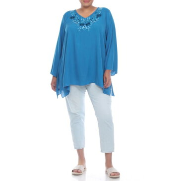 ボホミー レディース カットソー トップス Embroidered Sharkbite Tunic Top Mykonos