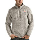 AeBOA Y WPbgu] AE^[ Pittsburgh Steelers Antigua Fortune QuarterZip Pullover Jacket Oatmeal