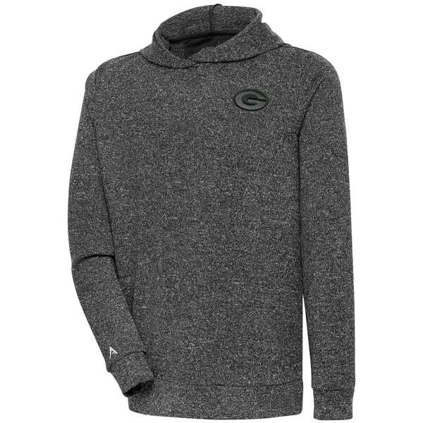 アンティグア メンズ パーカー・スウェットシャツ アウター Green Bay Packers Antigua Tonal Logo Absolute Pullover Hoodie Heather Black 1