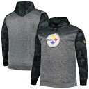 ファナティクス メンズ パーカー・スウェットシャツ アウター Pittsburgh Steelers Fanatics Branded Big & Tall Camo Pullover Hoodie Heather Charcoal