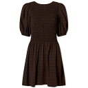 ガニー レディース ワンピース トップス GANNI Stretch Seersucker Smock Mini Dress Brown