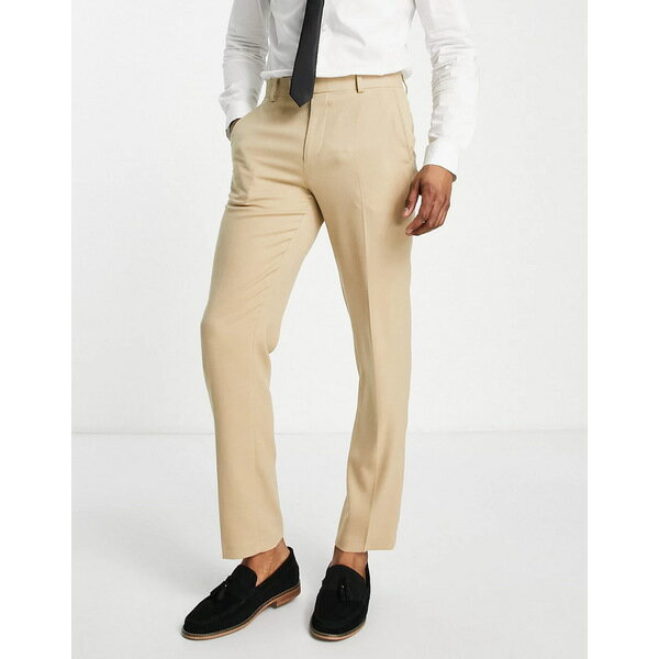 エイソス メンズ カジュアルパンツ ボトムス ASOS DESIGN wedding slim suit pants in stone micro texture STONE