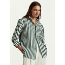 ラルフローレン レディース シャツ トップス WIMBLEDON OVERSIZE FIT STRIPED COTTON SHIRT - Button-down blouse - moss agate/ceramic white
