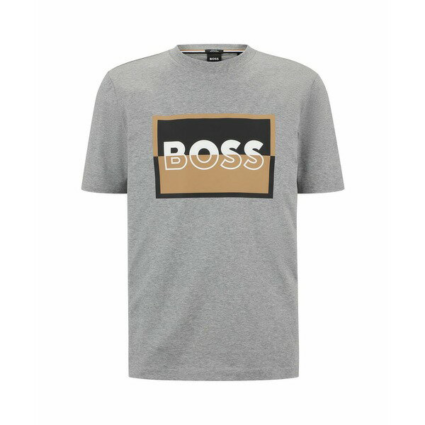 当店だけの限定モデル ヒューゴボス メンズ Tシャツ トップス BOSS Men's Mercerised Cotton Split Logo Slim -Fit T-shirt Dark Blue californiabonsai.com