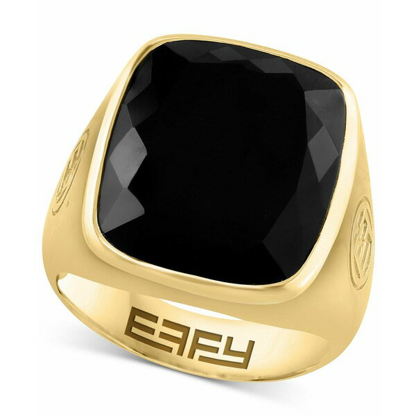 エフィー コレクション メンズ リング アクセサリー EFFY&reg; Men's Onyx Statement Ring in 14k Gold-Plated Sterling Silver Gold Over Silver