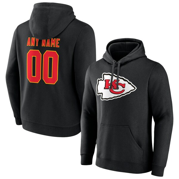 ファナティクス メンズ パーカー・スウェットシャツ アウター Kansas City Chiefs Team Authentic Logo Personalized Name & Number Pullover Hoodie Black
