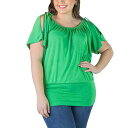 24セブンコンフォート レディース カットソー トップス Plus Size Short Sleeve Split Shoulder Top Kiwi