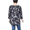 ニューヨークコレクション レディース カットソー トップス Petite 3/4 Sleeve 3-Ring Top Black Gray Floral