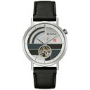 uo Y rv ANZT[ Men's Automatic Frank Lloyd Wright The Oculus Black Leather Strap Watch 39mm Black