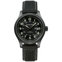 ハミルトン レディース 腕時計 アクセサリー Men's Swiss Automatic Khaki Field Black Canvas Strap Watc...