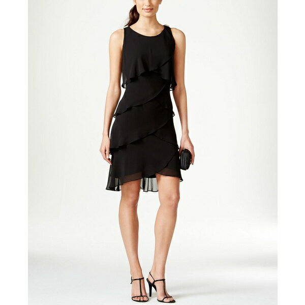 エス エル ファッションズ レディース ワンピース トップス Tiered Chiffon Dress Black