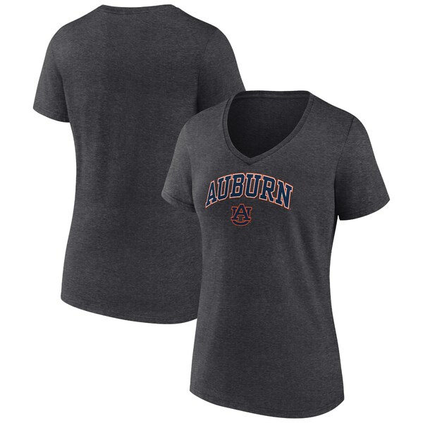 եʥƥ ǥ T ȥåץ Auburn Tigers Fanatics Branded Women's Evergreen Campus VNeck TShirt Heather Charcoal