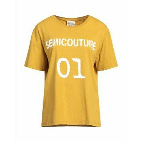 【送料無料】 セミクチュール レディース Tシャツ トップス T-shirts Yellow