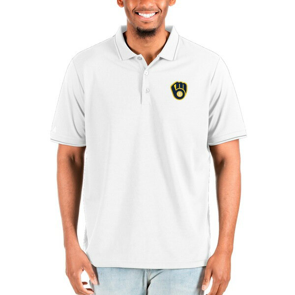 AeBOA Y |Vc gbvX Milwaukee Brewers Antigua Big & Tall Affluent Polo White