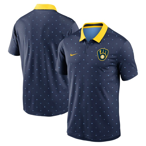iCL Y |Vc gbvX Milwaukee Brewers Nike Legacy Icon Vapor Performance Polo Navy