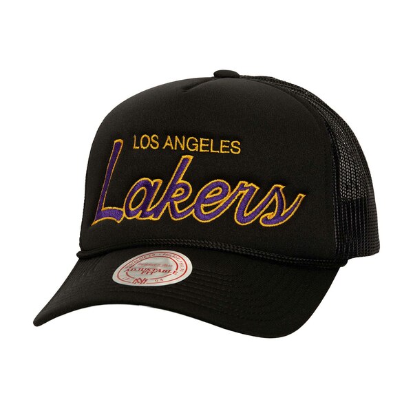 ミッチェル＆ネス ミッチェル&ネス メンズ 帽子 アクセサリー Los Angeles Lakers Mitchell & Ness Script Sidepatch Trucker Adjustable Hat Black