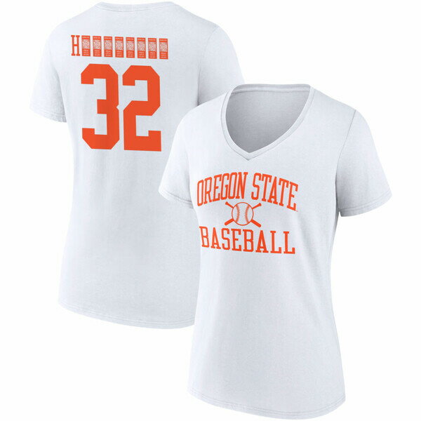 ファナティクス レディース Tシャツ トップス Oregon State Beavers Fanatics Branded Women's Baseball PickAPlayer NIL Gameday Tradition VNeck TShirt White