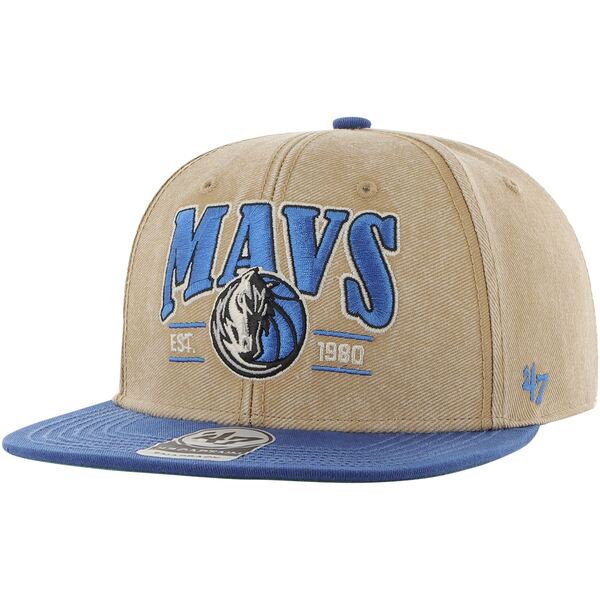 tH[eB[Zu Y Xq ANZT[ Dallas Mavericks '47 Chilmark Captain Snapback Khaki/Blue