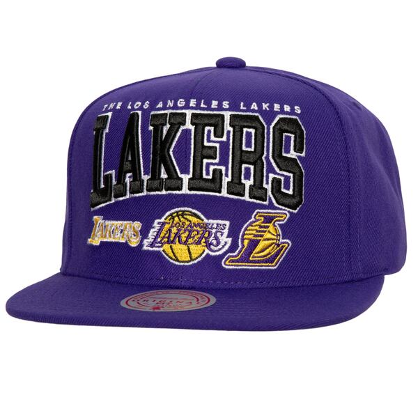 ミッチェル&ネス メンズ 帽子 アクセサリー Los Angeles Lakers Mitchell & Ness Champ Stack Snapback Hat Purple