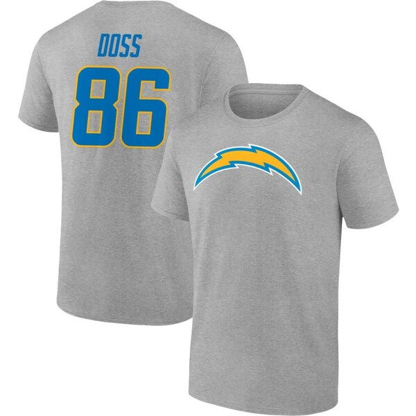 ファナティクス メンズ Tシャツ トップス Los Angeles Chargers Fanatics Branded Team Authentic Custom TShirt Heathered Gray