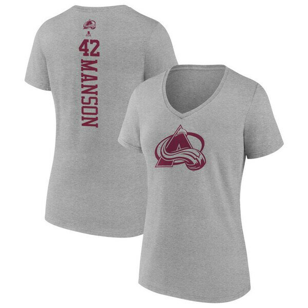 ファナティクス レディース Tシャツ トップス Colorado Avalanche Fanatics Branded Women s Personalized Name & Number VNeck TShirt Heather Gray