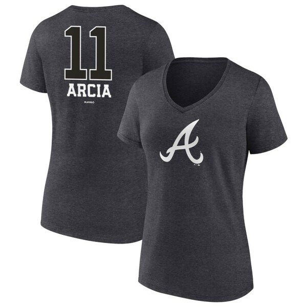 ファナティクス レディース Tシャツ トップス Atlanta Braves Fanatics Branded Women s Personalized Monochrome Name & Number VNeck TShirt Charcoal