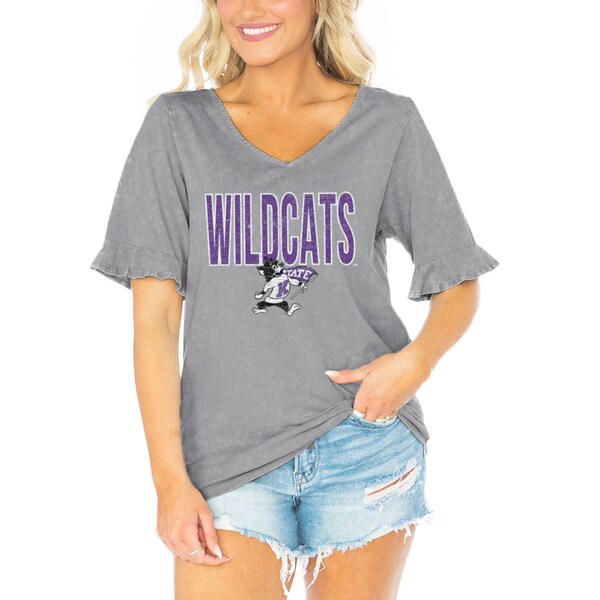 ǥ ǥ T ȥåץ Kansas State Wildcats Gameday Couture Women's Class Act VNeck TShirt Gray