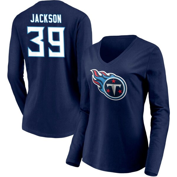 t@ieBNX fB[X TVc gbvX Tennessee Titans Fanatics Branded Women's Team Authentic Personalized Name & Number Long Sleeve VNeck TShirt Navy