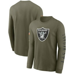 ナイキ メンズ Tシャツ トップス Las Vegas Raiders Nike 2022 Salute To Service Long Sleeve TShirt Olive