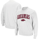 コロシアム メンズ パーカー・スウェットシャツ アウター Arkansas Razorbacks Colosseum Arch & Logo Crew Neck Sweatshirt White