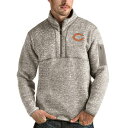 アンティグア メンズ パーカー・スウェットシャツ アウター Chicago Bears Antigua Fortune QuarterZip Pullover Jacket Oatmeal